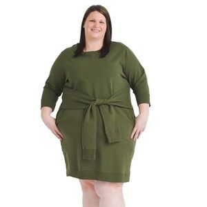 Universal Standard Misa Tie Sweatshirt Dress in Green Size M or US 18-20